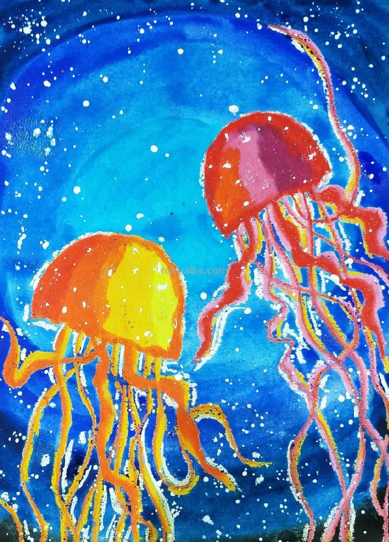 少儿创意美术（动物篇） ‖《水母》学习如何用油水分离法画水母