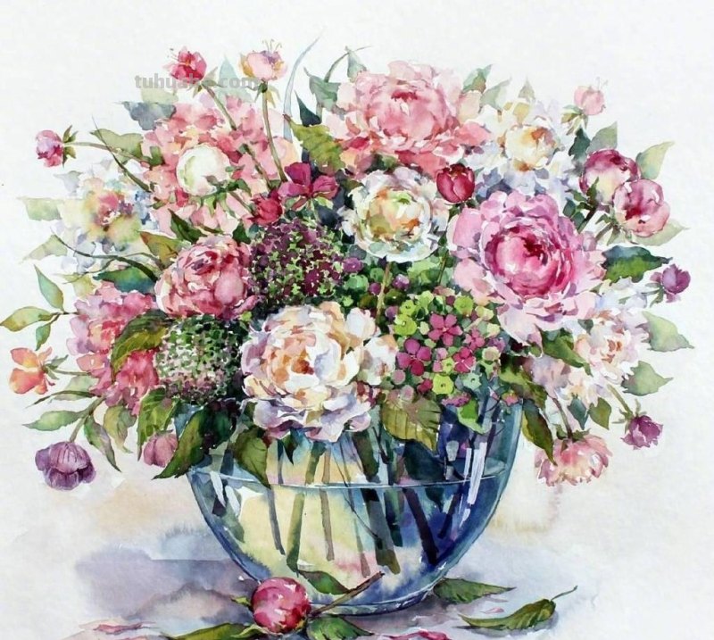 唯美静物花卉水彩装饰画欣赏