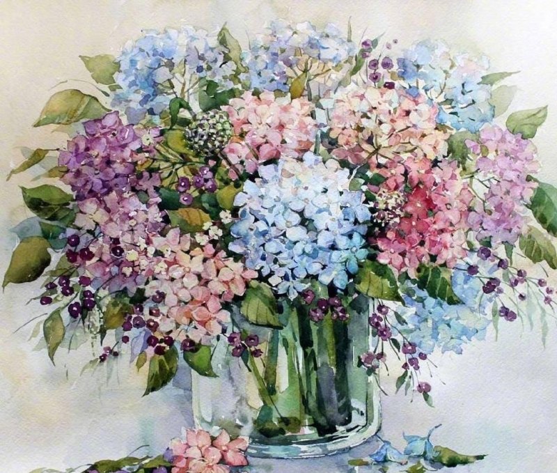 唯美静物花卉水彩装饰画欣赏