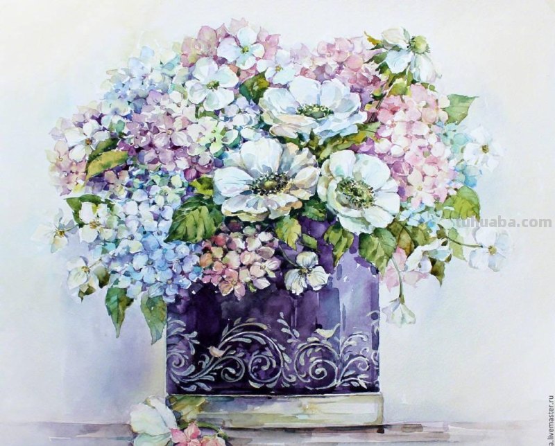 唯美静物花卉水彩装饰画欣赏