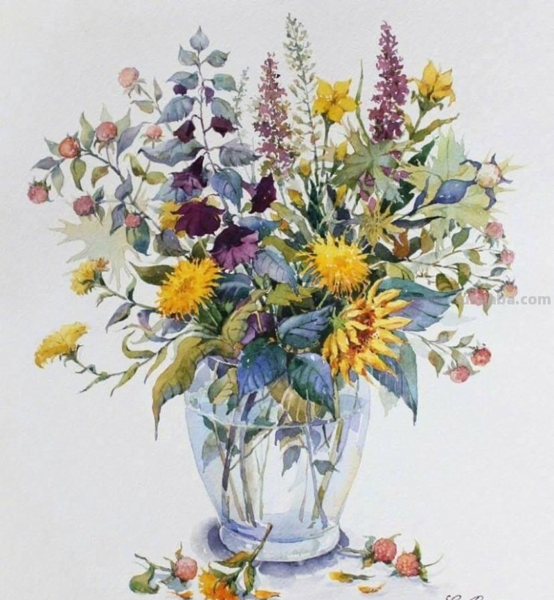 唯美静物花卉水彩装饰画欣赏