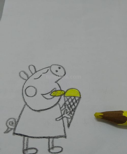 小猪佩奇吃雪糕怎么画