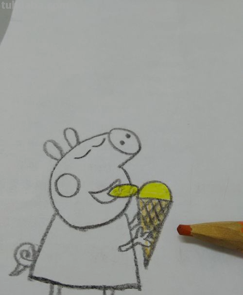 小猪佩奇吃雪糕怎么画