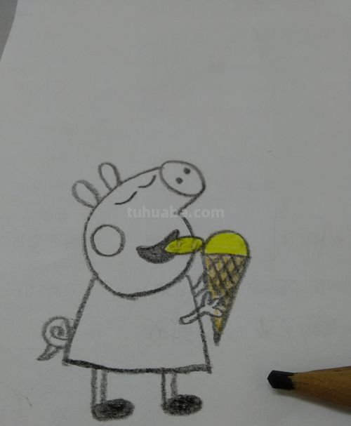 小猪佩奇吃雪糕怎么画