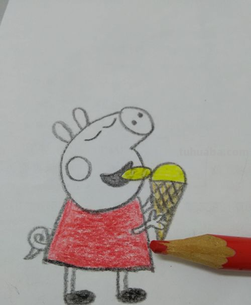 小猪佩奇吃雪糕怎么画