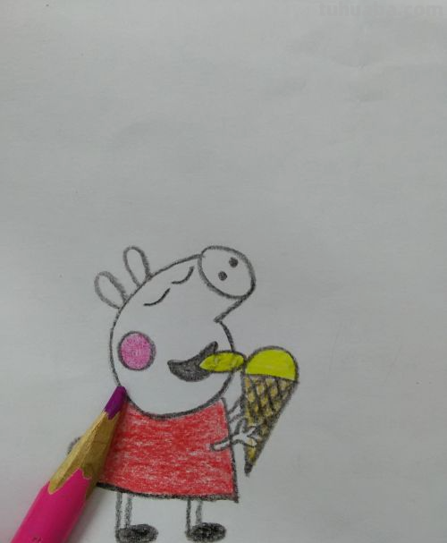 小猪佩奇吃雪糕怎么画