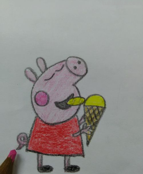 小猪佩奇吃雪糕怎么画