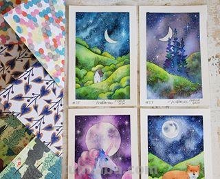 色彩绚丽、唯美梦幻的水彩插画，描绘了一个美好的童话世界