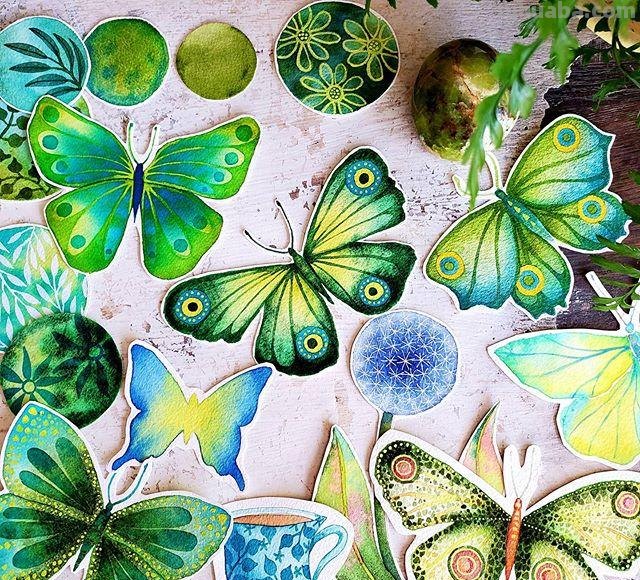 色彩绚丽、唯美梦幻的水彩插画，描绘了一个美好的童话世界