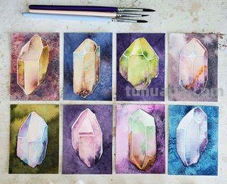 色彩绚丽、唯美梦幻的水彩插画，描绘了一个美好的童话世界