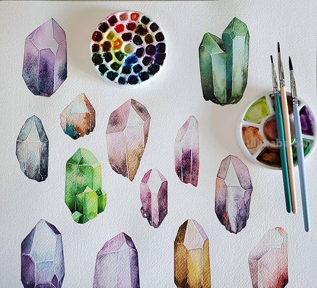 色彩绚丽、唯美梦幻的水彩插画，描绘了一个美好的童话世界