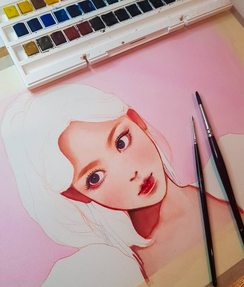 动漫风水彩插画 仙气逼人 学水彩就画这种