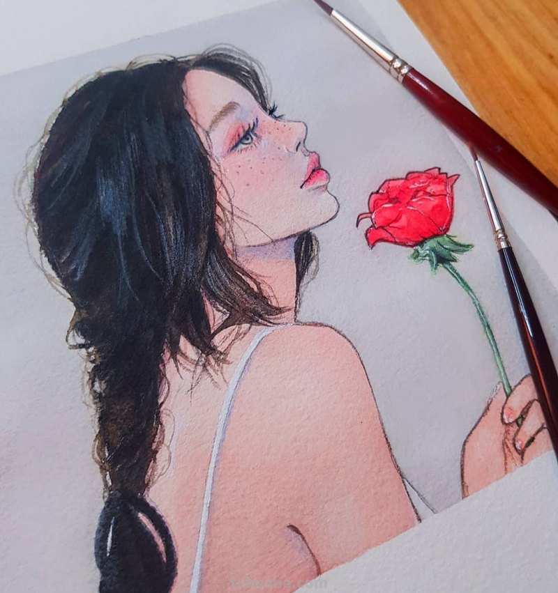 动漫风水彩插画 仙气逼人 学水彩就画这种