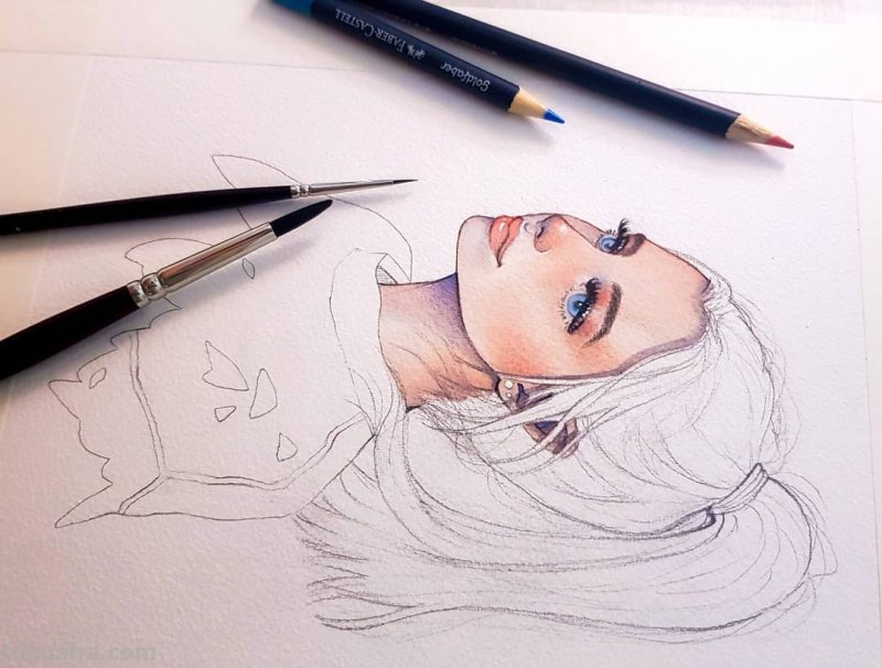 动漫风水彩插画 仙气逼人 学水彩就画这种