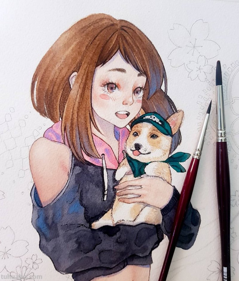 动漫风水彩插画 仙气逼人 学水彩就画这种