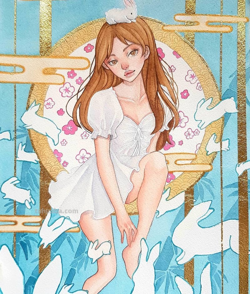 动漫风水彩插画 仙气逼人 学水彩就画这种