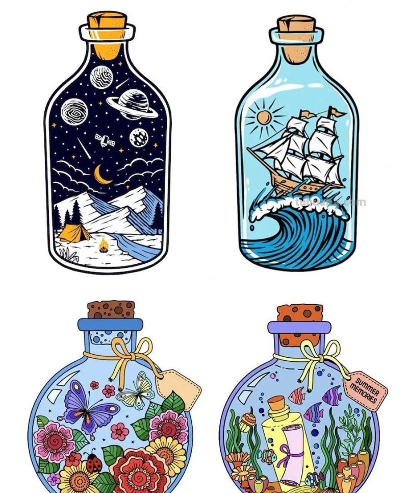 儿童画教程 - 夏季特色艺术-穿越海洋的神秘使者：漂流瓶