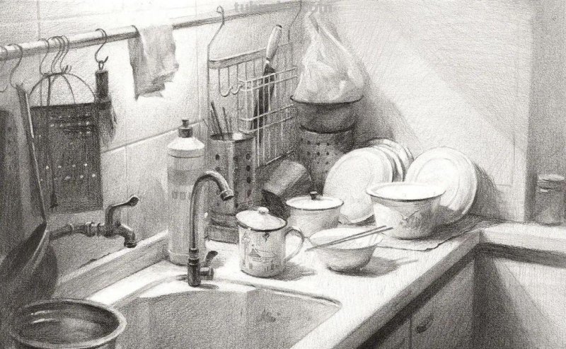 八开素描场景创作原画1:1高清复制作品欣赏（建议收藏）