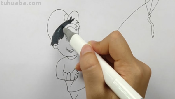 放风筝怎么画简笔画