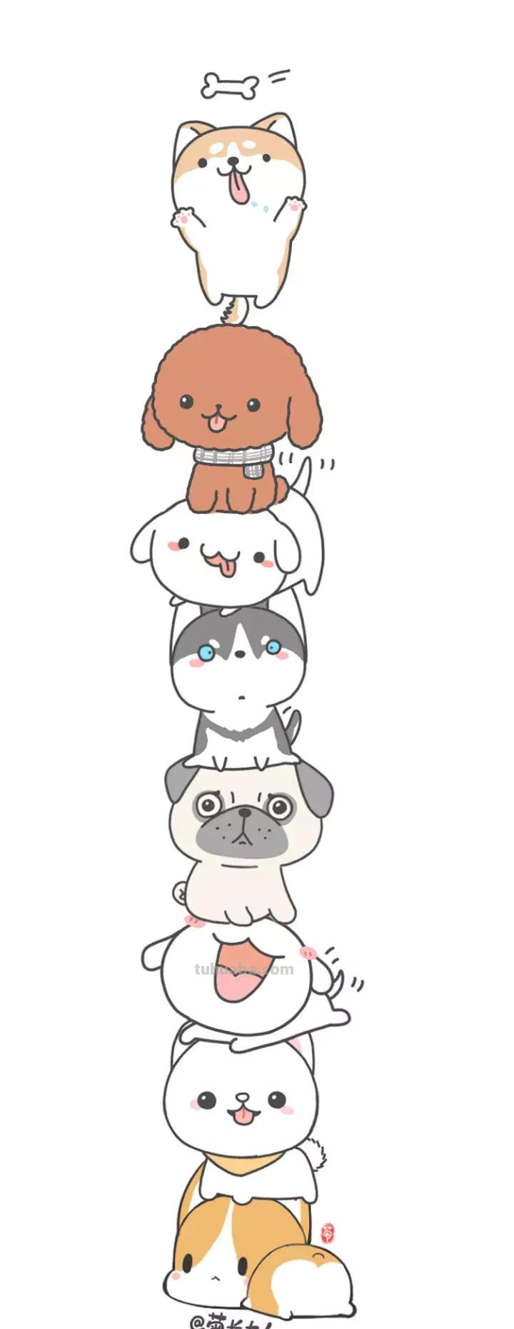 简笔画教程-四种可爱狗狗简笔画之二