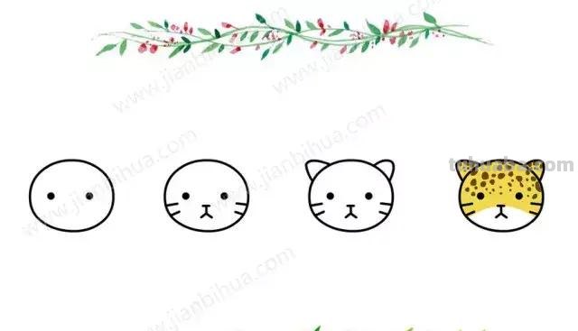 「育儿简笔画」10组简单易学的动物头像简笔画，值得收藏！