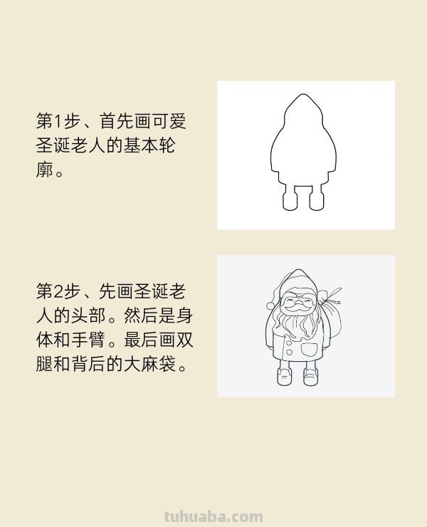 卡通圣诞老人简笔画画法图片步骤