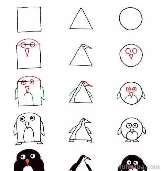 用图形画出小动物的简笔画（22款），真有趣！孩子一定喜欢