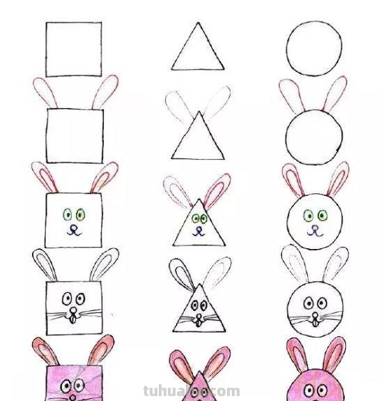 用图形画出小动物的简笔画（22款），真有趣！孩子一定喜欢