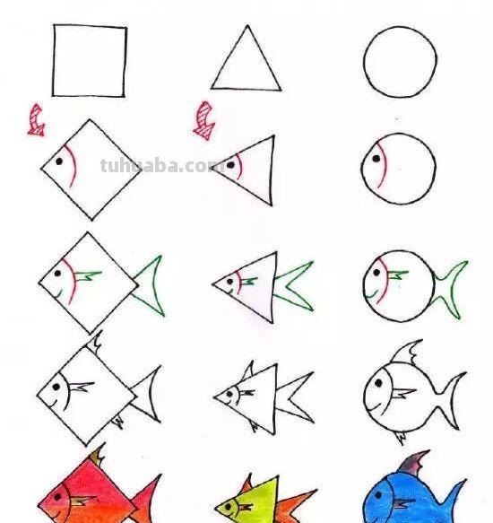 用图形画出小动物的简笔画（22款），真有趣！孩子一定喜欢