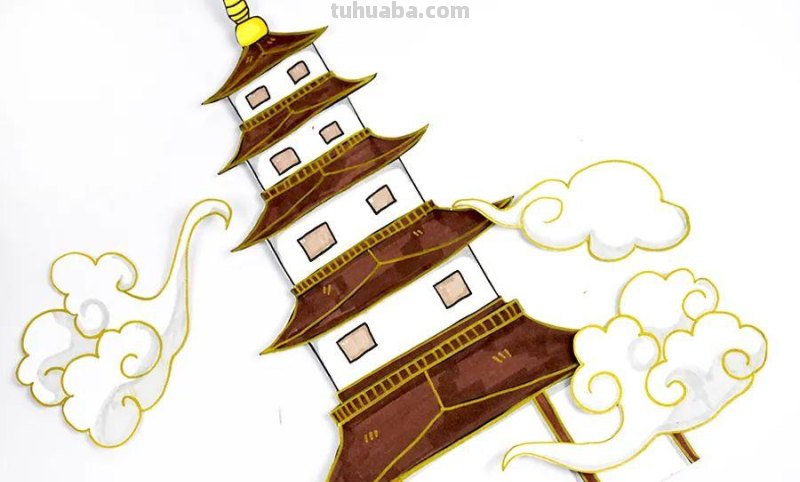儿童画教程｜走进中国优秀的古建筑文化-塔的诗情画意