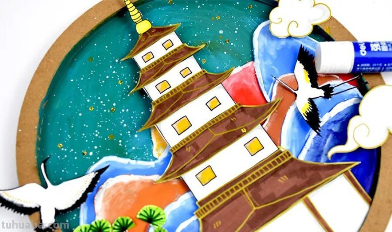 儿童画教程｜走进中国优秀的古建筑文化-塔的诗情画意