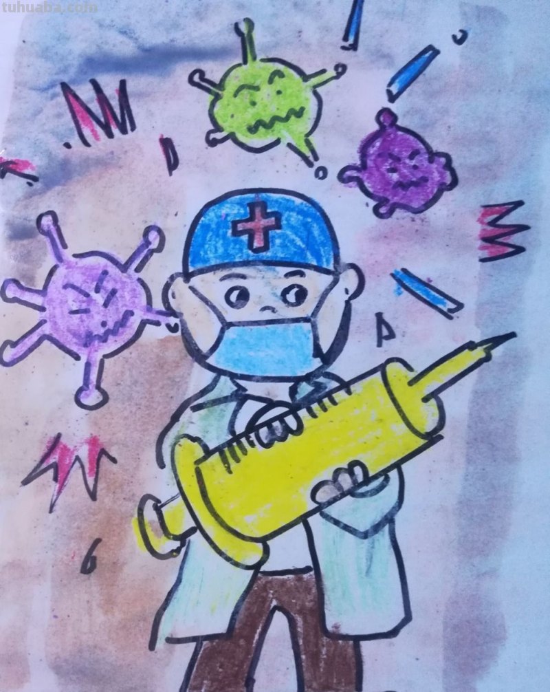 疫情题材速写 儿童抗疫绘画？