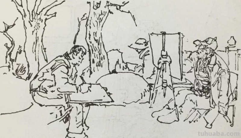 《长春伊通河•园林采风》-郑仁安速写作品欣赏