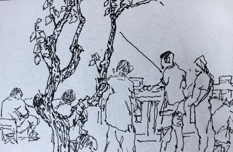 《长春伊通河•园林采风》-郑仁安速写作品欣赏