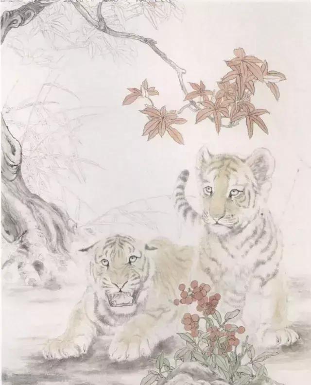 国画基础教程：工笔画虎技法及线描画谱