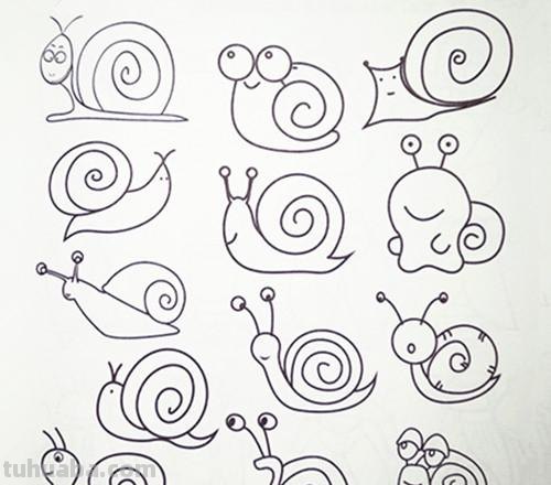 土豆姑娘的日记027-简笔画之森林里的动物朋友们3（蜗牛恐龙）