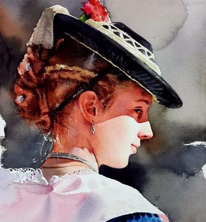 水彩人物也可以这么表现，太生动了