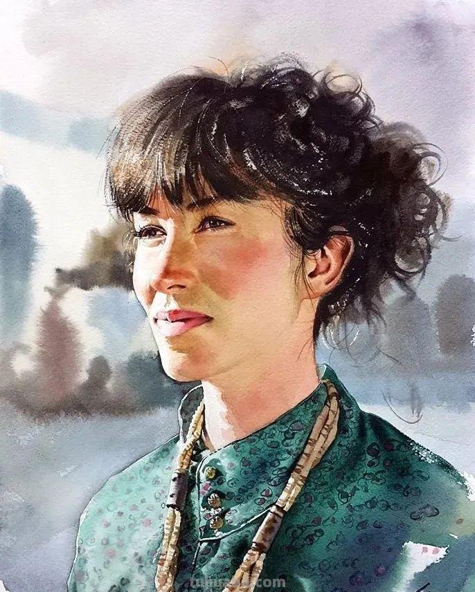 水彩人物也可以这么表现，太生动了