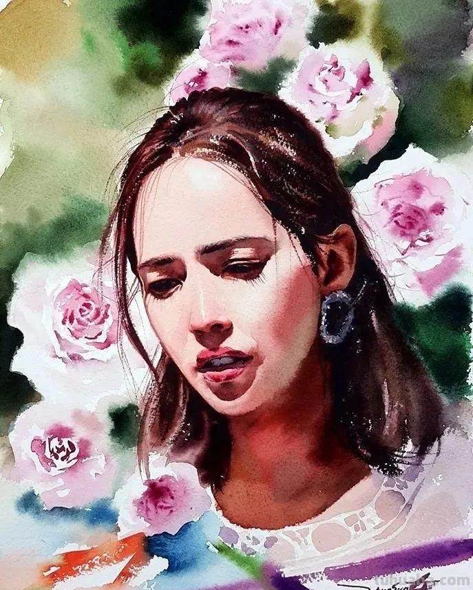 水彩人物也可以这么表现，太生动了