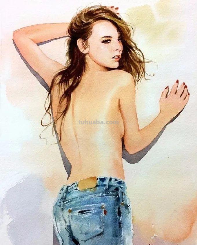 水彩人物也可以这么表现，太生动了