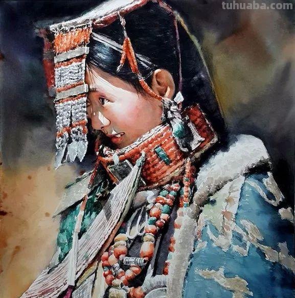 水彩人物也可以这么表现，太生动了