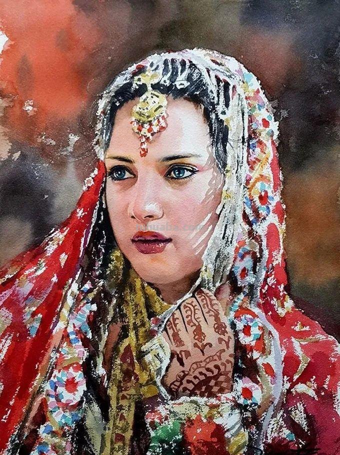 水彩人物也可以这么表现，太生动了