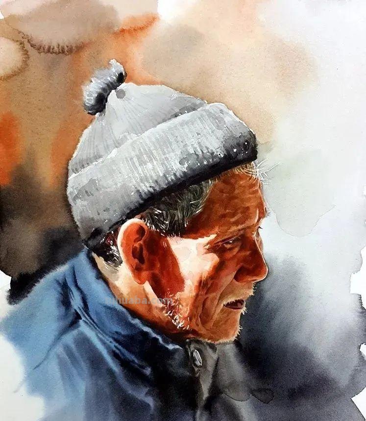 水彩人物也可以这么表现，太生动了