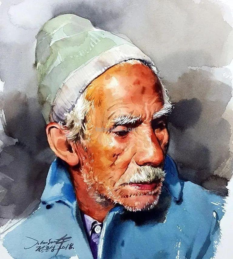 水彩人物也可以这么表现，太生动了