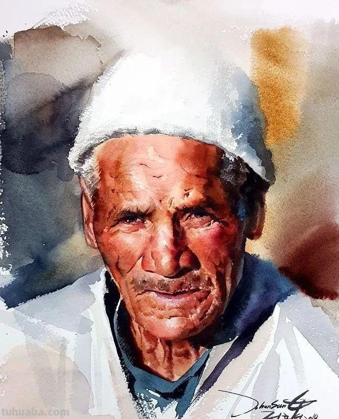 水彩人物也可以这么表现，太生动了