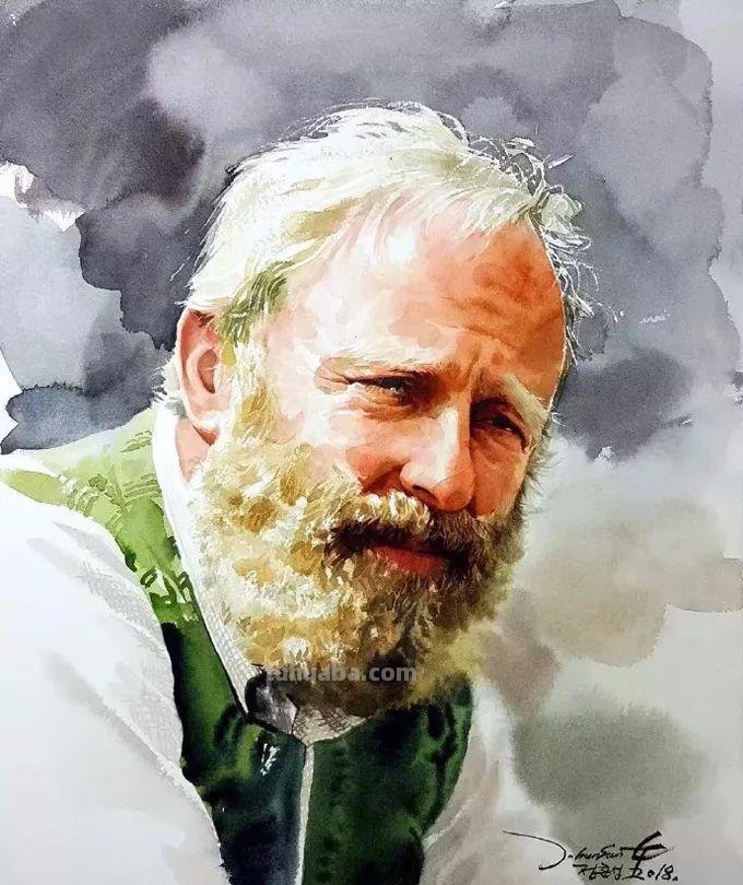 水彩人物也可以这么表现，太生动了