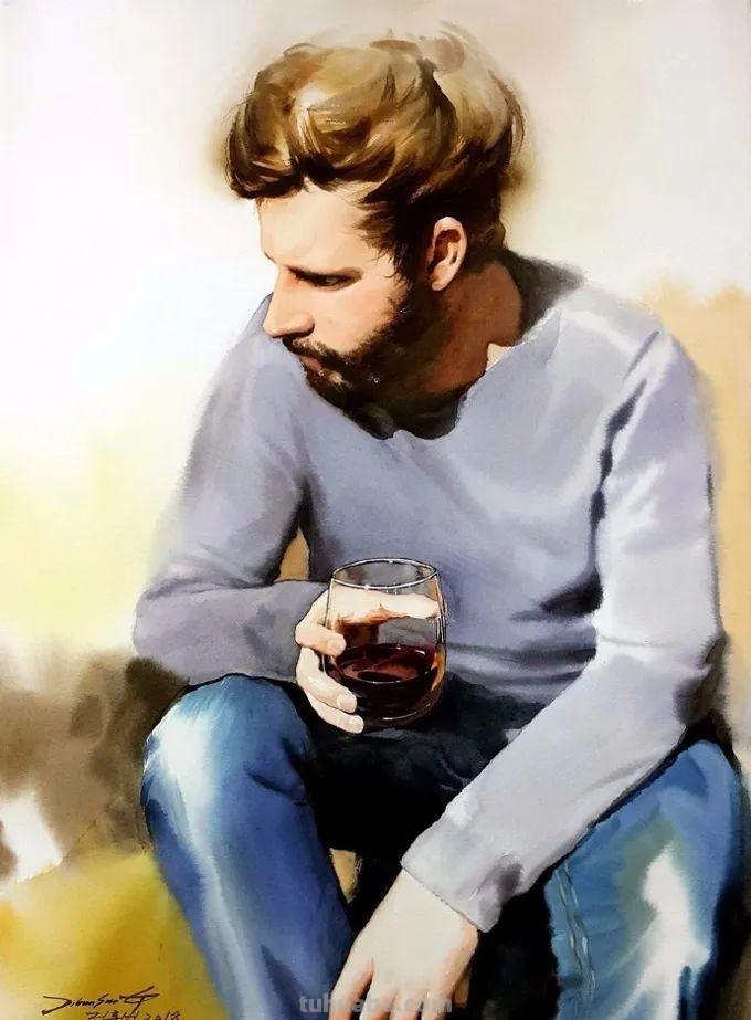 水彩人物也可以这么表现，太生动了