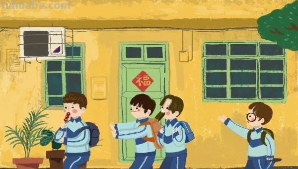 去上学怎么画简笔画