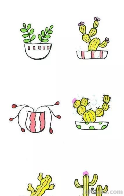 简笔画 - 54种清新绿植简笔画素材，一学就会，速转发收藏！