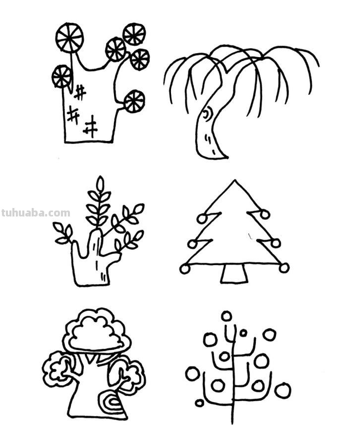 42种树的简笔画不同画法，简单实用~